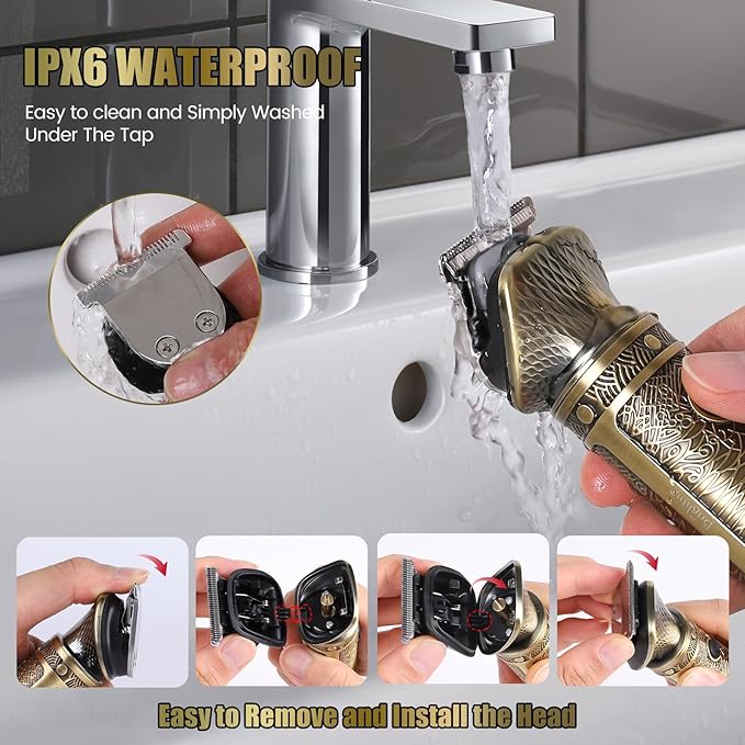 Brightup Beard Trimmer for Men, Professional Zero Gapped T-Blade Trimmer, Cordless Hair Clipper, 7 in 1 Grooming Kit for Face Electric Razor Shavers Mustache Body Nose Trimmer, Gift for Men