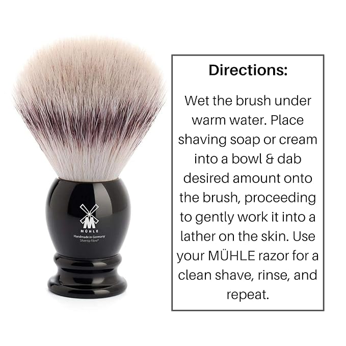 MÜHLE Classic Black Large Silvertip Fiber Shaving Brush - Synthetic Luxury Shave Brush for Men, Rich Lather