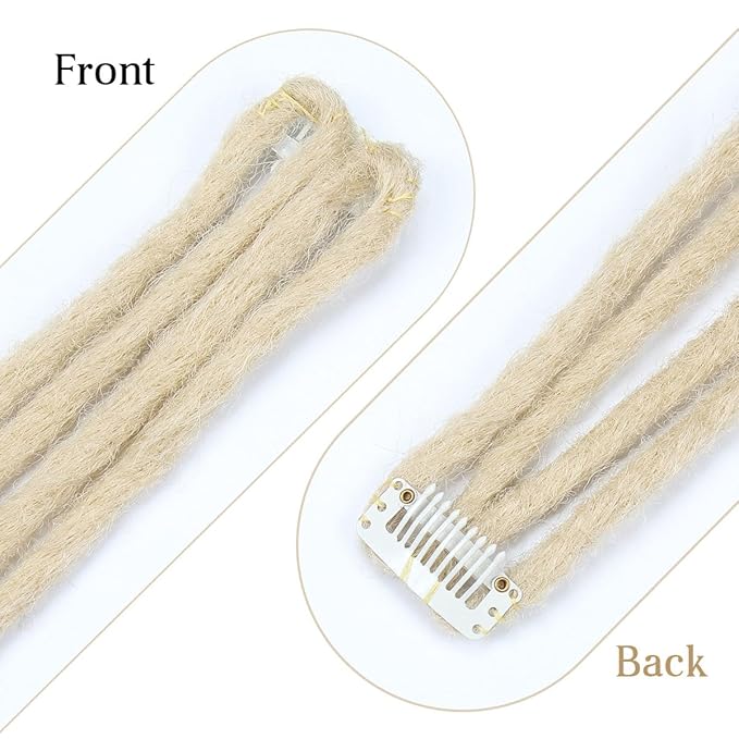 5 PCS Clip In Dreadlock Extensions, 24 inch 20 Strands 613 Blonde Synthetic Clip In Dreads Extensions for Woman