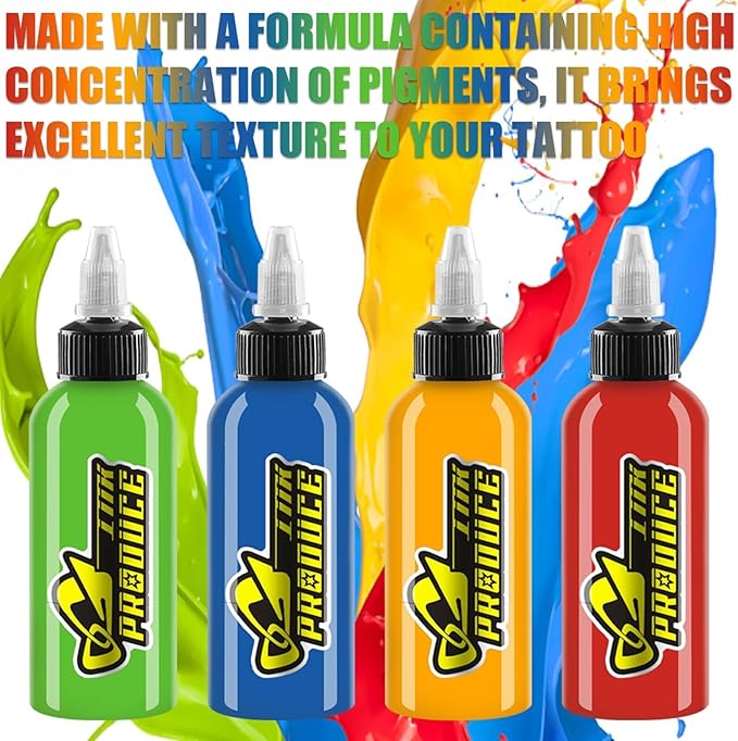 BaodeLi Professional Tattoo Ink Color Set 14 Colors with 30 ml 1/2oz per Bottle Tattoo Ink Set for Tattoo Artist and Beginners Tattoo Supplies