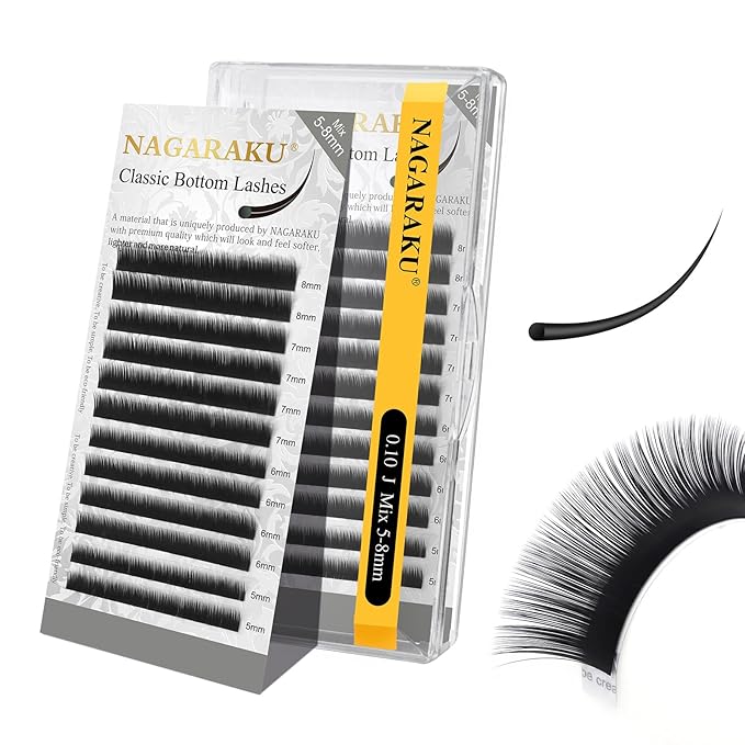 NAGARAKU 5 Trays Eyelash Extensions Individual Lashes Extensions Classic Lash Matte Black 16 Rows Soft Natural Matte Black Professional Beauty Salon Lashes Supplies -0.10J MIX7-15