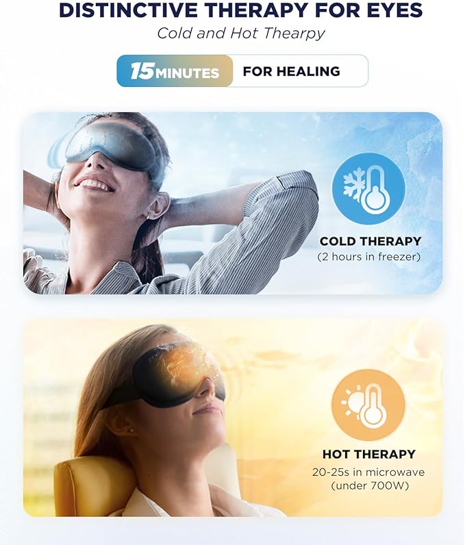 3D Cooling Gel Eye Mask - Reusable Cold Sleep Mask, Eyes Ice Pack with Hot & Cold Compress Therapy for Puffiness, Dark Circles, Dry Eyes, Headaches and Stress Relief (Black,1 Pack)