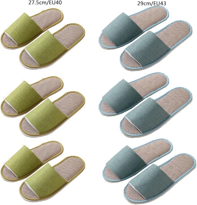 5-6 Pairs Spa Slippers, Non Slip Disposable Slippers for Guest, Washable Foldable Indoor Slippers, Open Toe Linen Spa Slippers for Women Men