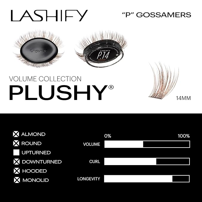 Lashify Plushy 14mm Gossamer Lashes in Chocolate Color, Easy DIY False Lashes for a Voluminous Yet Still Natural Look