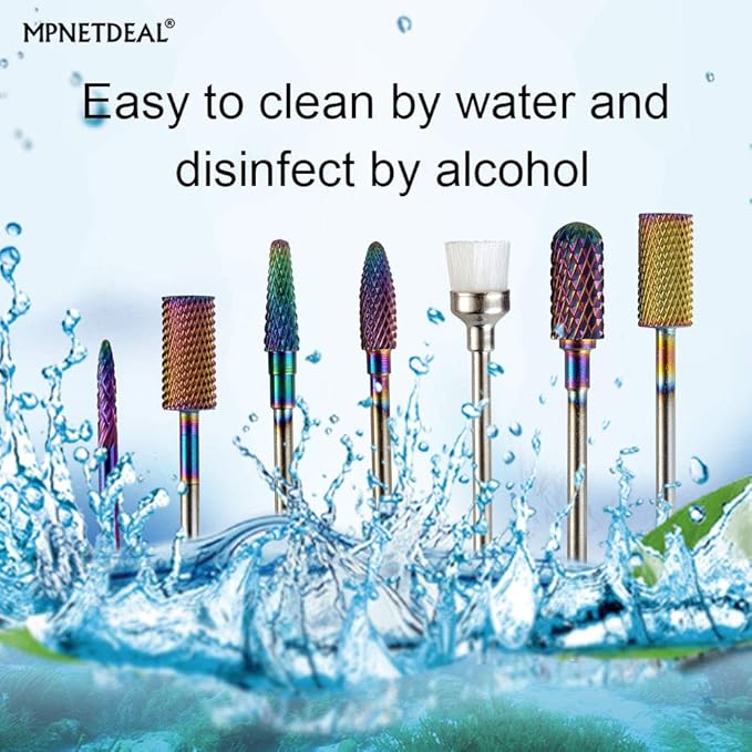 Tungsten Carbide Nail Drill Bits Set 7Pcs, Durable Less Dust, 3/32 inch for Acrylic Gel Nails Cuticle Manicure, Professional Acrylic Nail File Drill Bit