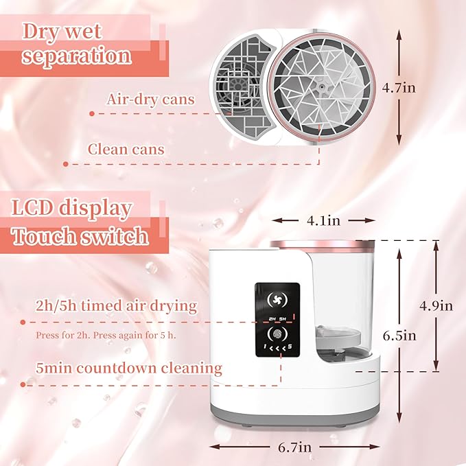 LARDERGO Makeup Brush Cleaner Machine, Ultimate Efficient Electric Automatic Cleaner and Dryer for All Types of Makeup Brushes