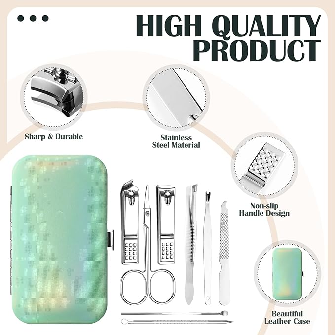 30 Sets Bulk Gifts for Women Manicure Set Bulk Professional Nail Care Kit Nail Clippers Kit 8 in 1 Stainless Steel Pedicure Set with Travel Case for Women Men(Iridescent)