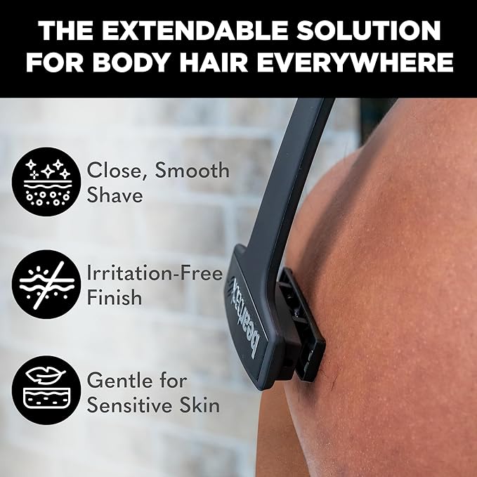 Bearback Back Shaver for Men – DIY Razor with Pivoting Triple Blades & Folding Handle – Wet or Dry Back & Body Hair Removal