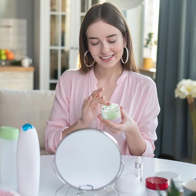 Domensi 60 Pcs 1oz Glass Jars with Lids Bulk Salve Tins Small Glass Candle Cosmetic Jars for Travel with Inner Liners Containers for Lotions Sample Cream(Clear, White Lid)