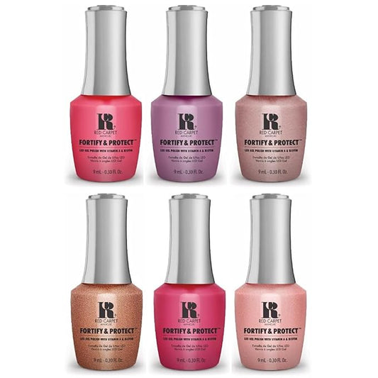 RC Red Carpet Manicure Kit Fortify & Protect Kit - Soak Off Gel Polishes for Long-Lasting, Vibrant, Professional Quality, High Shine, Chip-Resistant (Lovers Bundle).