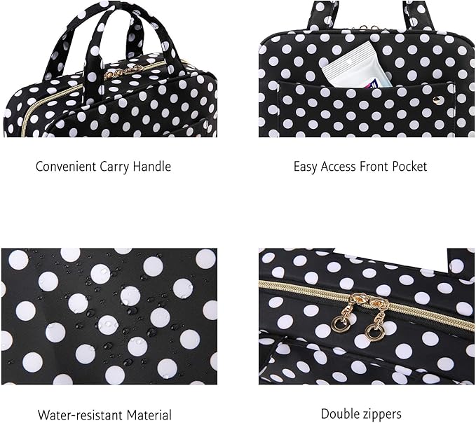 BAGSMART Toiletry Bag Travel Bag with Hanging Hook, Water-resistant Makeup Cosmetic Bag Travel Organizer for Accessories, Shampoo, Full Sized Container, Toiletries, Large