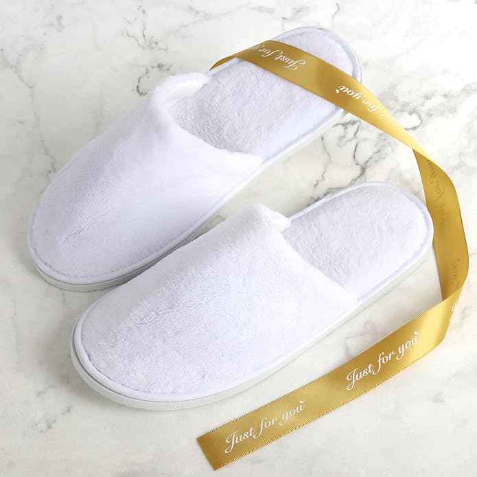 10Pcs Unisex Disposable Slippers for Guests, SPA, Hotel, Bath, Travel - Bulk Cotton Slippers for Shoeless Home, Guest House or Commercial Use