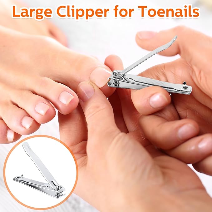 Lasnten 60 Pcs Nail Clipper Set Stainless Steel Fingernail and Toenail Clippers Individually Wrapped Nail Cutters Bulk, Large and Small