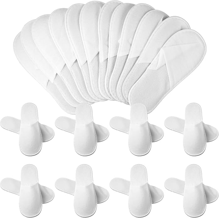 Jecery 40 Pairs Disposable House Slippers for Guests Bulk Slipper Pack for Hotel Spa Travel Shoeless Home White Closed Toe