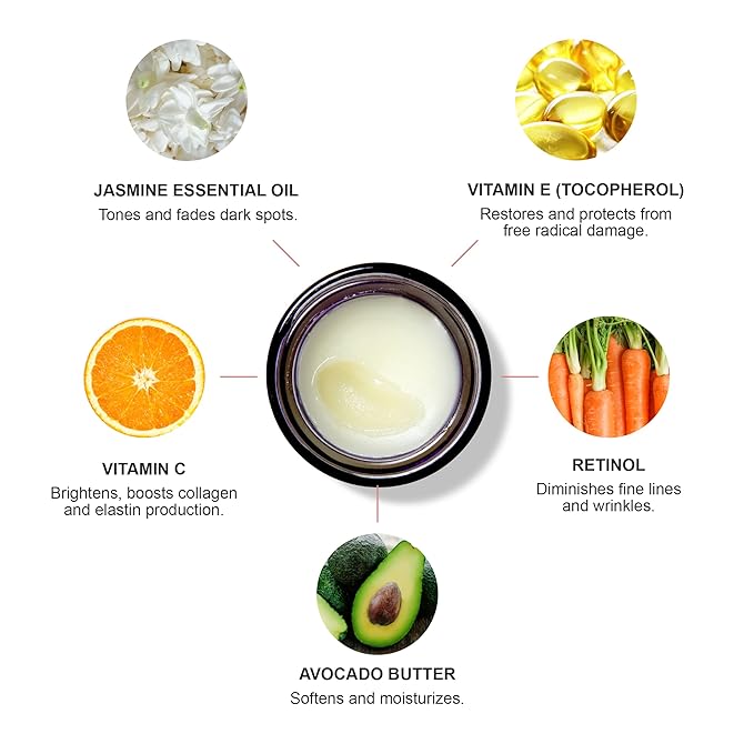 100% PURE Retinol Restorative Balm Potent Anti-Aging Facial Night Cream - Quench Thirsty Dry Skin Overnight Moisturizing Face Hydration & Skincare for Baby Soft, Even Skin Tone - Vegan - 1 oz