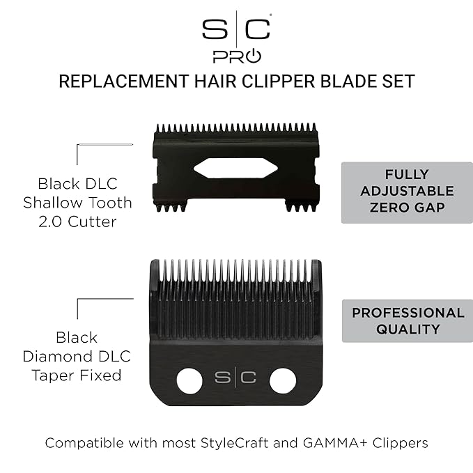 StyleCraft Replacement Fixed Black Diamond DLC Taper with DLC Shallow Tooth 2.0