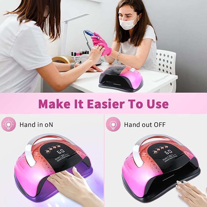 268 W UV LED Nail Lamp for Gel Polish with 4 Timer Settings and Professional Manicure Nail Dryer with Automatic Sensor