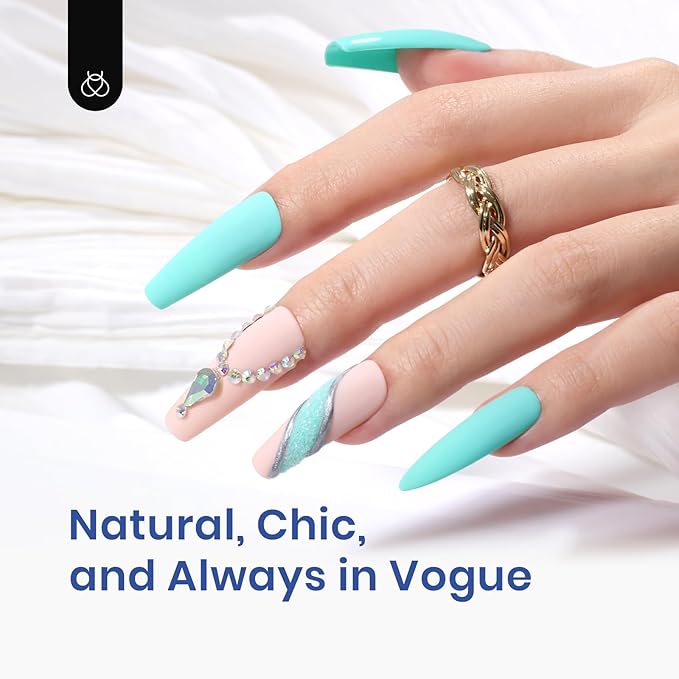 Beetles Gel Nail Kit Easy Nail Extension Set with 500Pcs Nail Tips Coffin Shape 5 In 1 Nail Glue Base Gel and Innovative Led Lamp Easy Diy Nails Art Home Gelly Tips