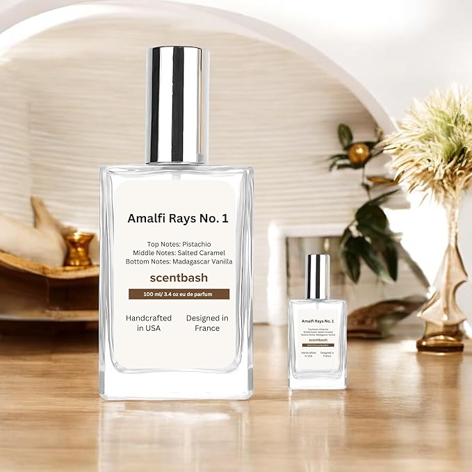 Amalfi Rays No.1 Eau De Parfum 2-Pack – Inspired by S.D Ja.neiro's 62 Pistachio & Salted Caramel- 100ml & 10ml Travel Size – Long-Lasting Unisex Perfume for Women & Men