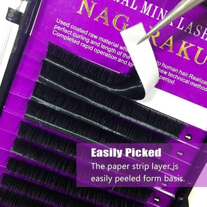 NAGARAKU 5 Trays Eyelash Extensions Individual Lashes 0.20mm C curl 9/10/11/12/13mm in 1 pack Classic Matte Black Natural Professional Faux Mink 16 rows