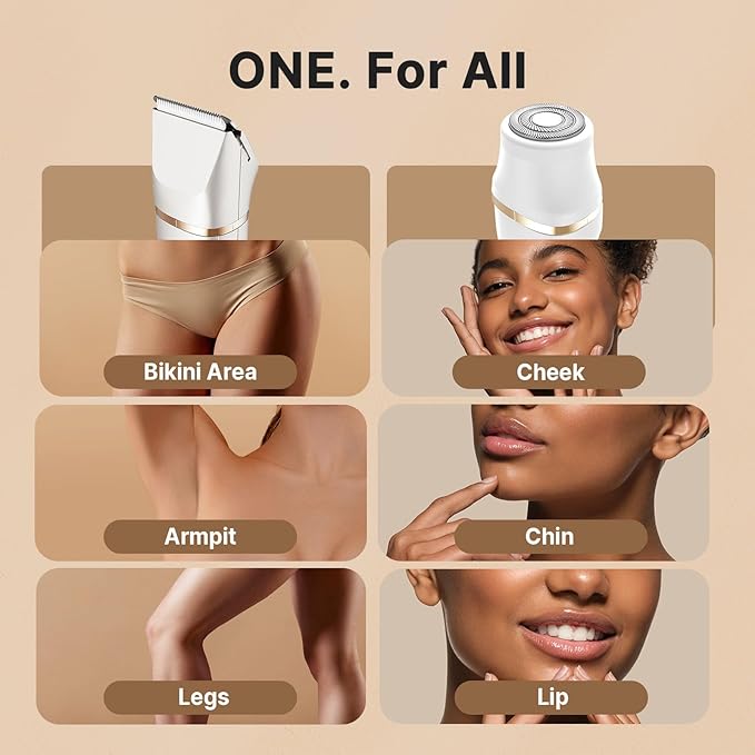 Upgraded Bikini Trimmer for Women, [2in1 & Painless] Electric Face Razors/Shaver for Woman, [Waterproof] Pubic Body Hair Trimmer, Replaceable Ceramic Blade, Superior Charge Dock, Gifts for Women