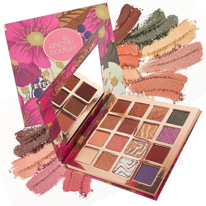 Rachel Couture Eyeshadow Palette with Natural Ingredients & Pure Pigments | Vegan & Cruelty-Free | Infused with Natural Botanical Extracts – 16 Colors - Marble Arch