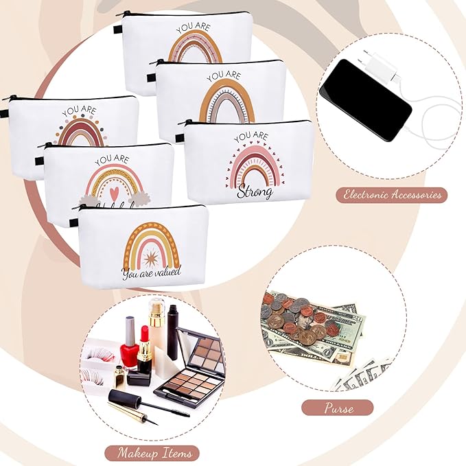 Dunzy 16 Pcs Makeup Bags Bulk Waterproof Cosmetic Bags Cna Week Graduation Gifts Roomy Zipper Pouch Travel Toiletry Portable Organizer Accessory Resistant Storage Purse for Women Men(Rainbow Style)