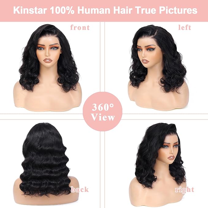 16 inch Bob Wig Human Hair Glueless Body Wave Lace Front Wigs Human Hair Pre Plucked Pre Cut 9x5 HD Lace Closure Wigs Human Hair for Black Women Bob Wig Human Hair Glueless For Beginners 200% Density