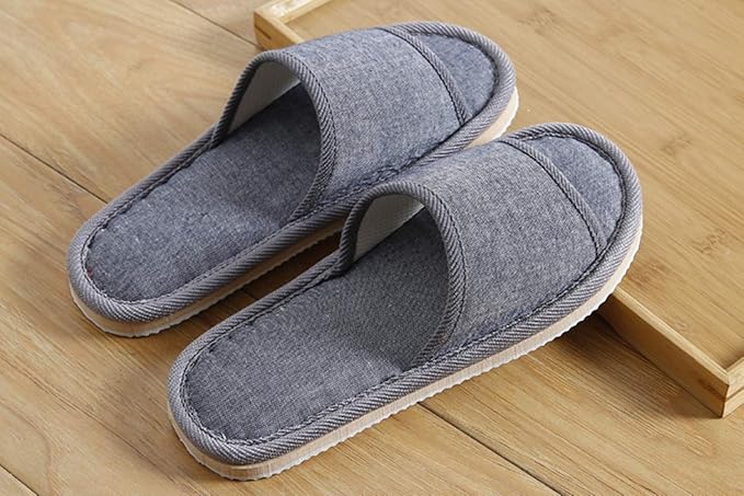 6 Pair of Open Toe Breathable Slippers,Solid Color Casual Slippers,Spa Slippers for Guests, Hotel, Travel, Unisex Universal Size Washable (6 gray medium size)