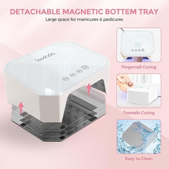 Lavinda 54W UV LED Nail Lamp for Gel Nails, Large Touch Display & Fast Curing, 4 Timer Settings Professional Nail Dryer Light, Compatible All Gel Types Home Salon White