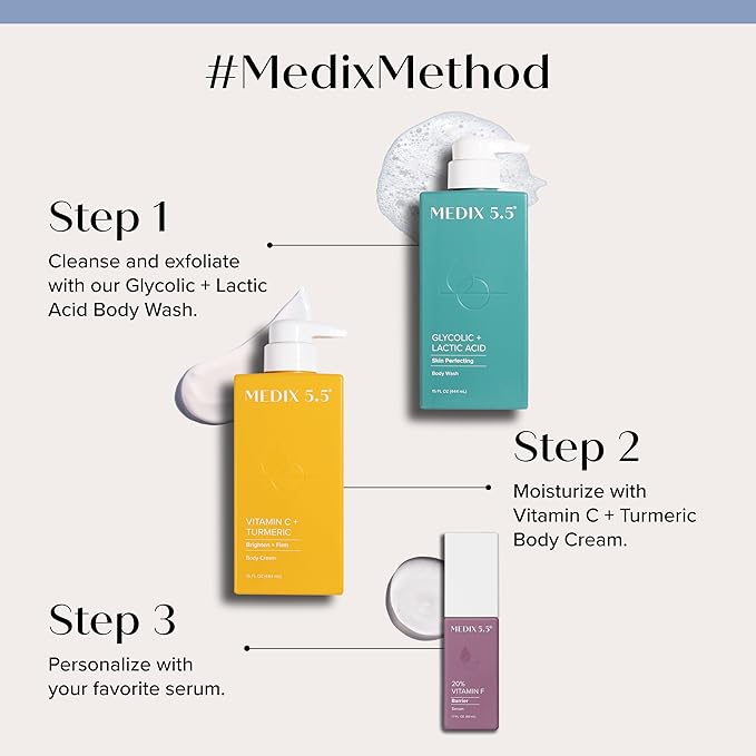 Medix 5.5 Vitamin C Cream Brightening Body Lotion & Face Moisturizer | Anti Aging Vitamin C Lotion For Women & Men Helps Soften The Look Of Dark Spots, Wrinkles, & Uneven Looking Skin Tone, 15 Fl Oz