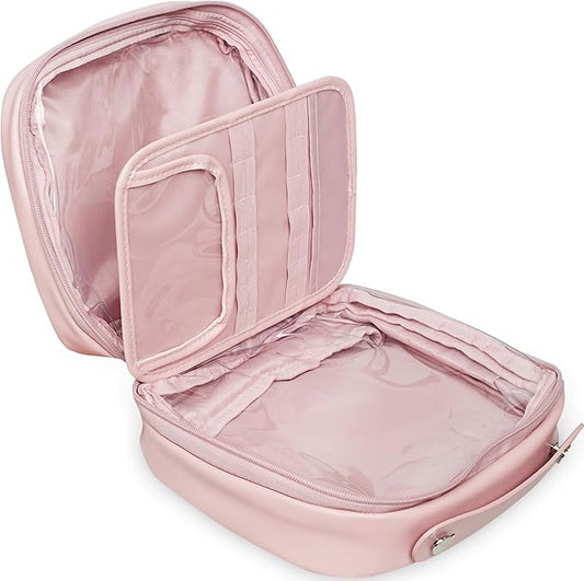 Large Waterproof Travel Toiletry Bag for Women, Portable Large Capacity with Multiple Partitions, Makeup Skin Care Bag Teen Girl Gifts Trendy Stuff (Pink)