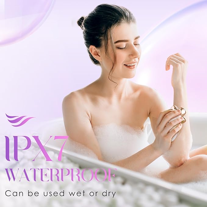 Electric Razors for Women - Painless Body Shavers for Sensitive Skin - 4 in 1 Cordless Lady Trimmer for Women's Leg, Bikini and Face - Waterproof Wet/Dry Remover, Rechargeable, Gold