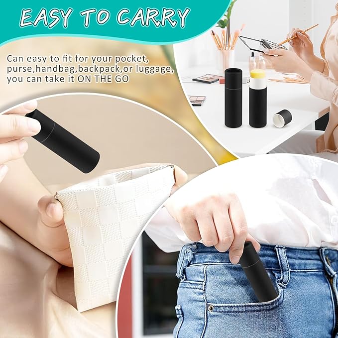 50 Pcs 0.3 oz Paperboard Lip Balm Tube,Empty Kraft Paper Chapstick Tube Holder,Push-Up Style Biodegradable Solid Perfume Lip Gloss Container for DIY Homemade Balm,Non-Plastic Container- Black