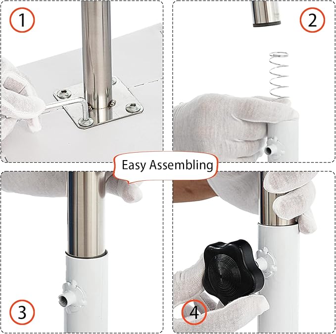 Pedicure Stand Footrest Stand Adjustable Height Technician SPA Beauty Stand Stool with Non-Slip SPA Salon Home Equipment White