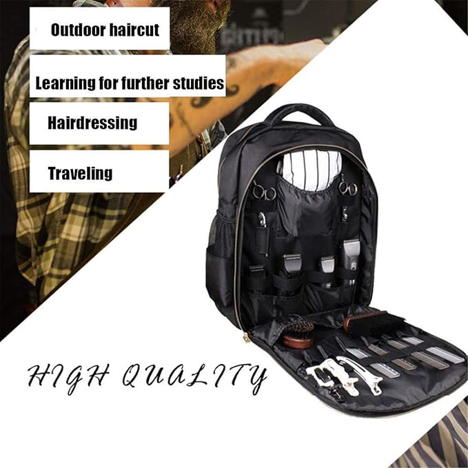 Barber Supplies Bag Organizer for Clippers and Supplies, Portable Clipper Bags and Cases for Men, Hairstylist Clipper Backpack for Barber Tools Storage Traveling Bag Case