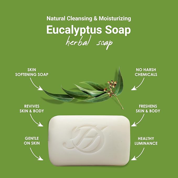 Eucalyptus Herbal Soap | Pack of 6 of 5oz soap Bar | Ideal for Men and Women, Soothing and Nourishing Soap for Moisturization