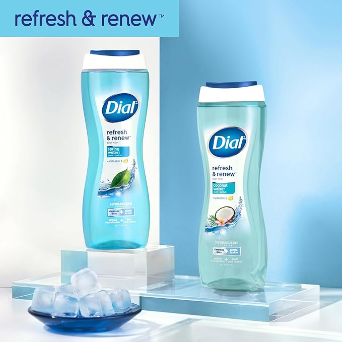 Dial Body Wash, Refresh & Renew Spring Water, 16 fl oz (Pack of 4)