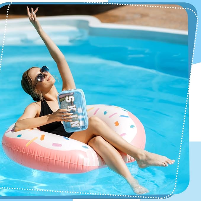 Pinkunn 4 Pcs Preppy Makeup Bags Christmas Chenille Letter Bag Face Skin Hair Stuff Cosmetic Bag Corduroy Makeup Pouch with Zipper Birthday Gifts for Women (Blue Series Colors)