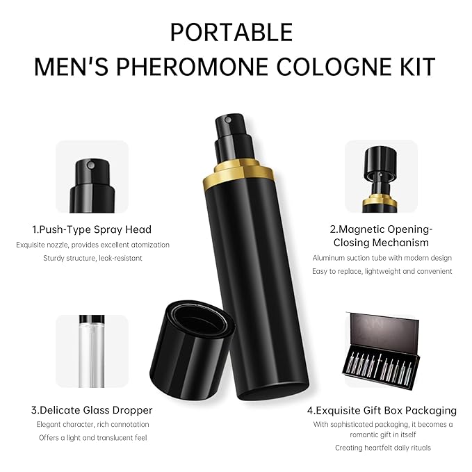 MAJESTY'S SECRET PHEROMAX Luxury Men's Cologne Sampler Sets (10 x 0.34 fl oz) – Mini Perfume Travel Set with Magnetic Cap & Gift Bag – 10 Unique Fragrances for Holidays,Beginners,Dating & Daily Use