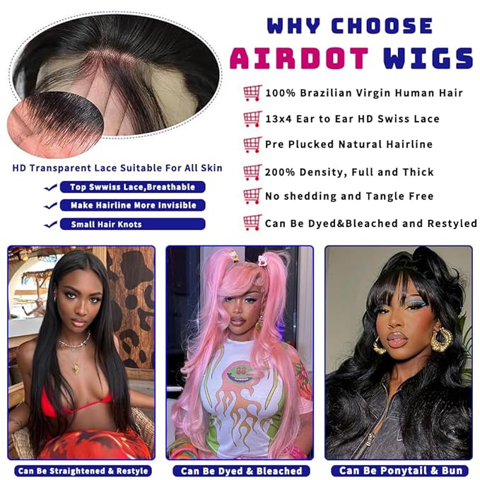 AIRDOT Body Wave Lace Front Wigs Human Hair Pre Plucked 13x4 HD Lace Front Wigs Human Hair 200% Density Frontal Wigs Human Hair Wigs for Women with Baby Hair 26 Inch