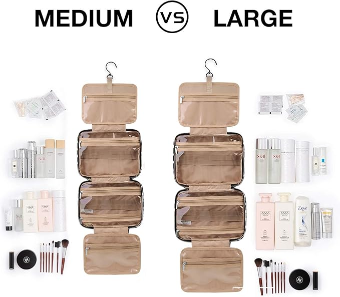 BAGSMART Toiletry Bag Travel Bag with Hanging Hook, Water-resistant Makeup Cosmetic Bag Travel Organizer for Accessories, Shampoo, Full Sized Container, Toiletries, Large