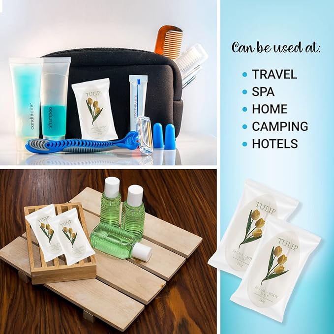 Tulip 204 Count Travel/Spa Facial Body Soap 0.7 Ounce Hotel Size In Bulk Individually Wrapped Scented With A Fresh Fragrance