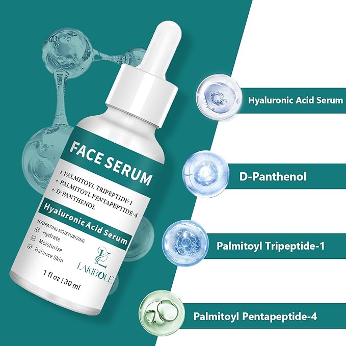 3 Pack 2% Hyaluronic Acid Serum with Advanced Peptide Complex for Optimal Hydration & Skin Balance (1fl.oz/30ml Each)