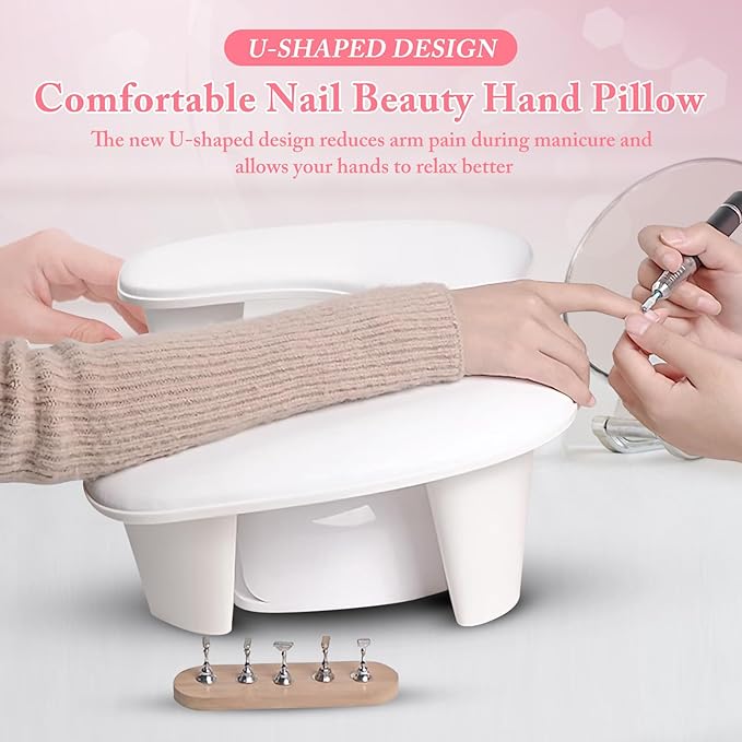 Arm Rest for Nails Tech, U-shaped Manicure Nail Arm Rest, Portable Detachable Nail Cushion Hand Rest, PU Leather Hand Stand Rest for Nail Tech Manicure Salon Use