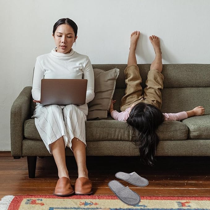 Milisten 20pcs Disposable Cotton Closed Toe Washable Folding Spa Slippers for Guests, Hotels, Office (Grey)