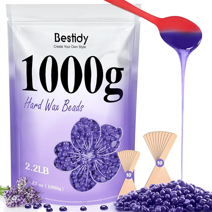 Bestidy Wax Beads, Bagged 1000g, Waxing beans for Hair Removal, Women Men, Home Waxing for All Body and Brazilian Bikini Areas