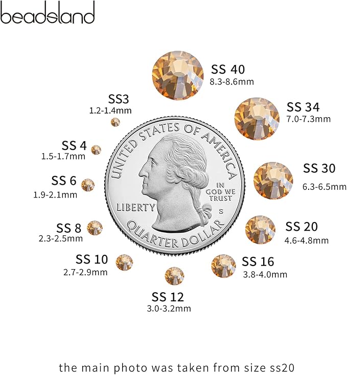 Beadsland Hotfix Rhinestones Bulk, 14400PCS Crystal Hot Fix Rhinestones for Crafts Clothes DIY Decoration, Golden Shadow, SS10, 2.7-2.9mm