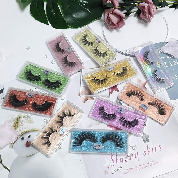 FARRED Wholesale False Lashes 100 Pairs 10 Styles Medium Length Vegan Eyelashes Fluffy Volume Strip Lashes Bulk 10 Portable Boxes Fake Eyelashes Mixed Natural Look 3D Faux Mink Lashes(mix 100pair)