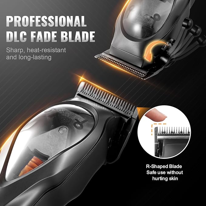 VEVOR Hair Clipper for Men with Magnetic Motor 10000RPM, Cordless Barber Clipper with DLC Fade Blade, Men's Hair Cutting Grooming Kit with 8 Guide Combs for Home Barber, Ideal Gift for Man